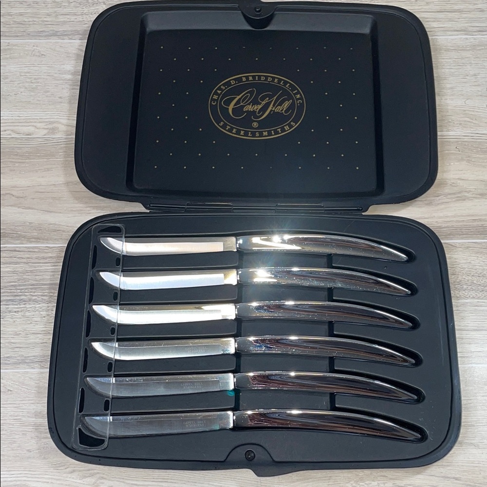 Chas. D. Brindell Steelsmiths 6 Knives Cutlery Set in Fitted Case